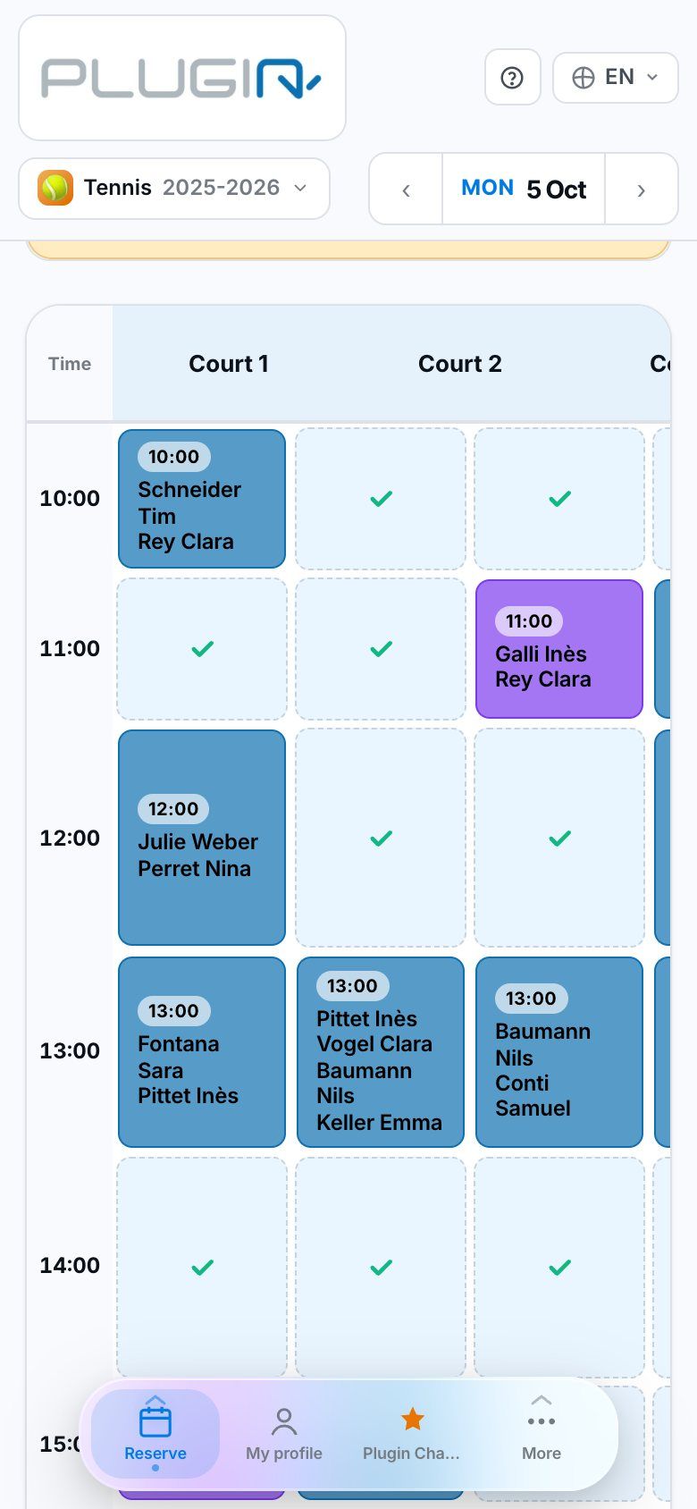 Screenshot of the Plugin.ch app