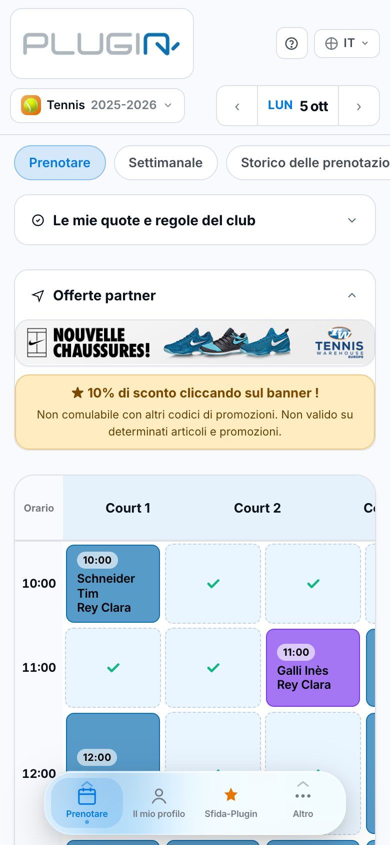 Schermata dell’applicazione Plugin.ch